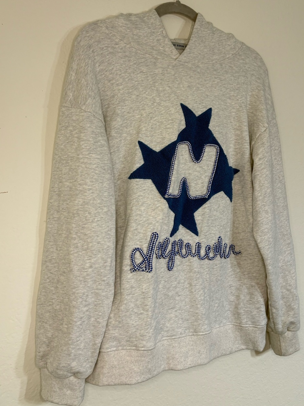 Aelfric Eden Gray Stellaris Embroidered Pullover Hoodie with Blue Stars size S - Picture 3 of 14
